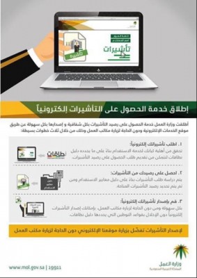 العمل تتيح خدمة استخراج التأشيرات إلكترونياً .. غداً