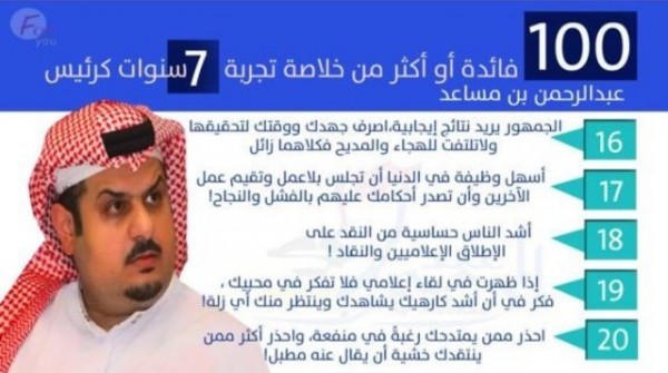 “ابن مساعد” يواصل كشف خلاصة تجربته في رئاسة الهلال