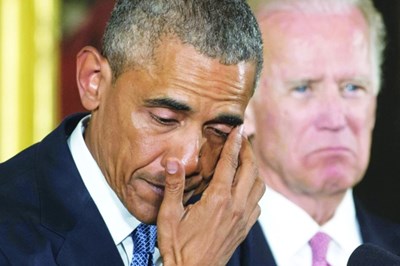 بالفيديو.. دموع أوباما تغلبه خلال خطابه في البيت الأبيض