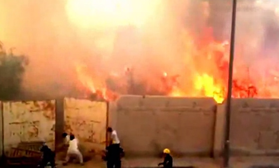 حريق هائل في مقبرة بالجبيل يستنفر الدفاع المدني