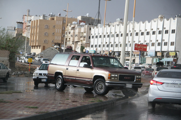 قائد جيمس يخاطر ويعتلي أحد أرصفة السيل الكبير بالطائف