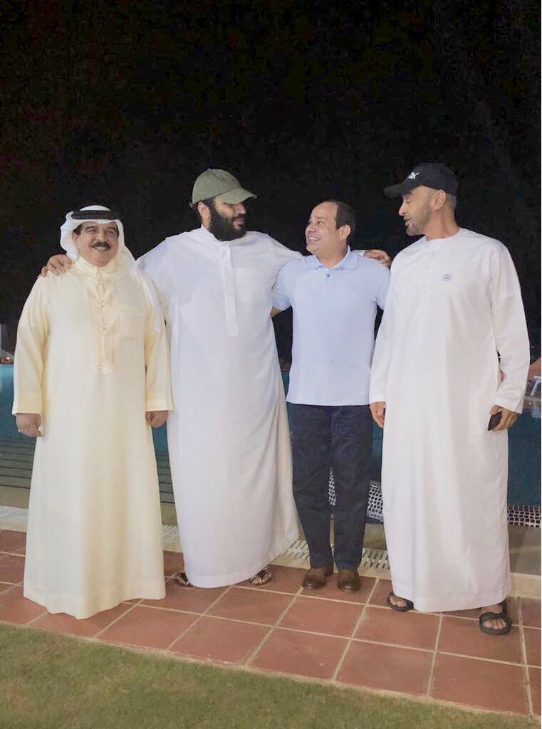 ولي العهد ومحمد بن زايد وملك البحرين في ضيافة السيسي