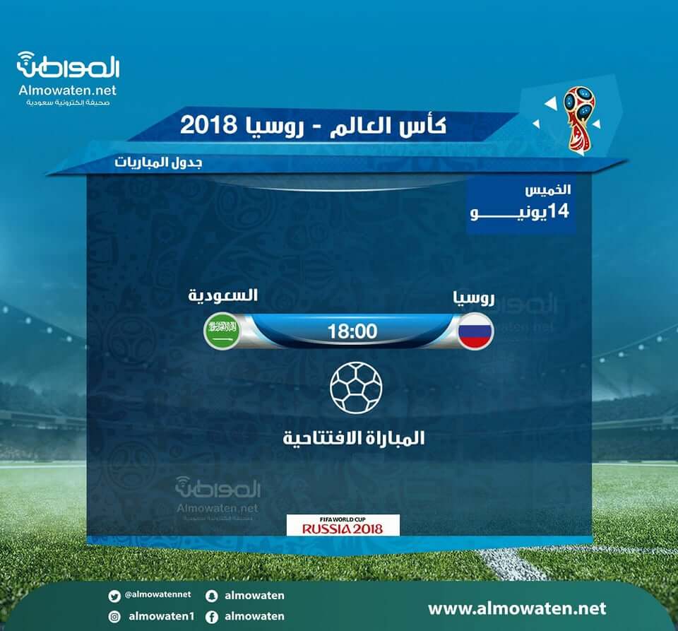 قبل مباراة السعودية وروسيا .. تعرّف على مواعيد مباريات الدور الأول من كأس العالم 2018