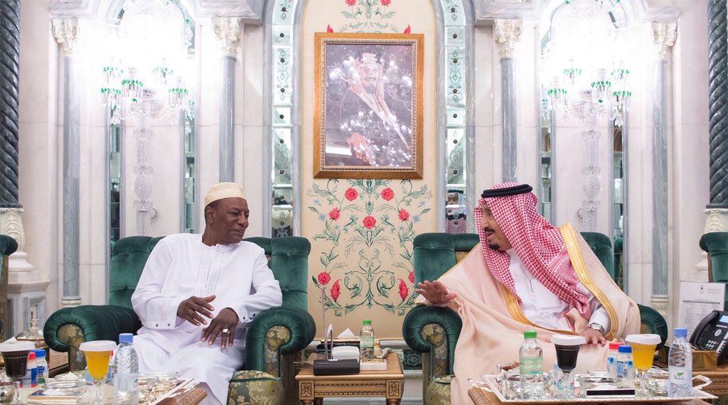 الملك يستقبل رئيس غينيا وولي عهد البحرين ورئيس مجلس الأمة الكويتي