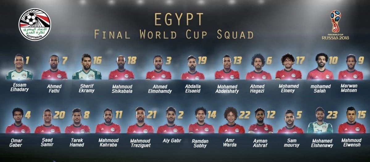 بالأسماء.. قائمة المنتخب المصري في كأس العالم 2018