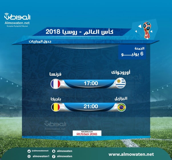 تعرف على موعد مباراتي اليوم في ربع نهائي كأس العالم 2018