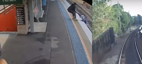 بالفيديو.. مسن يسقط أمام القطار وهكذا تم إنقاذه