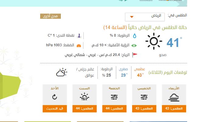 درجة حرارة الرياض