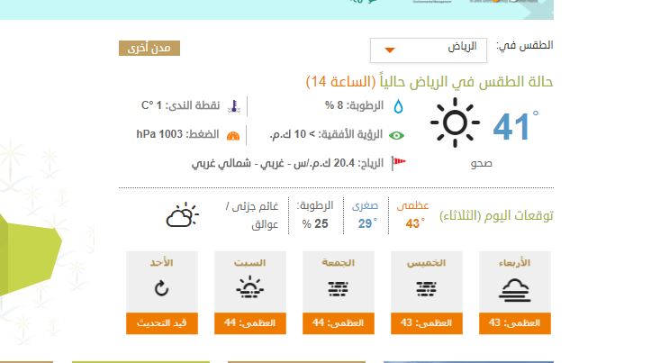 الرياض درجه حراره كم درجة