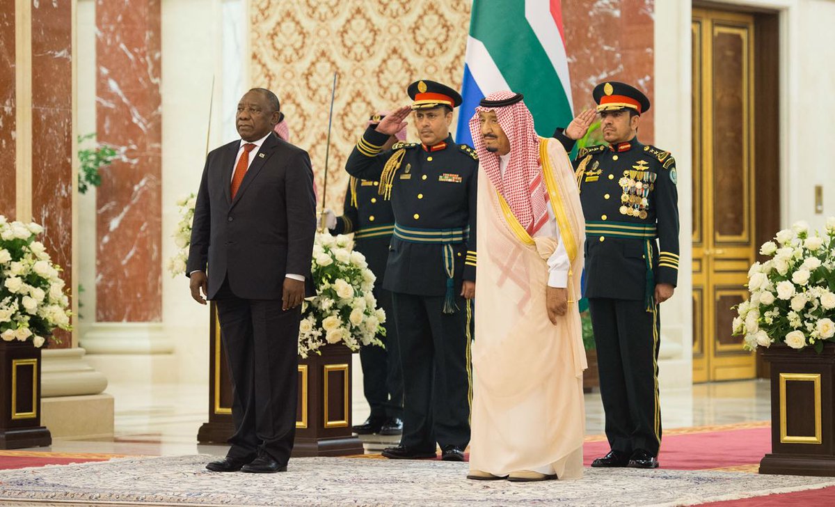 الملك يستقبل رئيس جنوب أفريقيا ويقيم مأدبة غداء تكريماً له