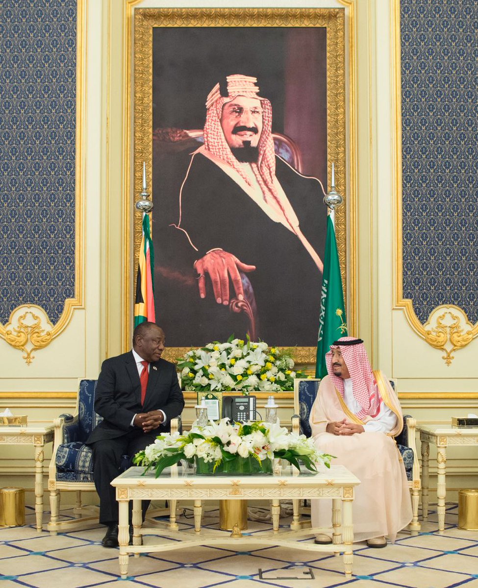 الملك يبحث تعزيز العلاقات الثنائية مع رئيس جنوب أفريقيا