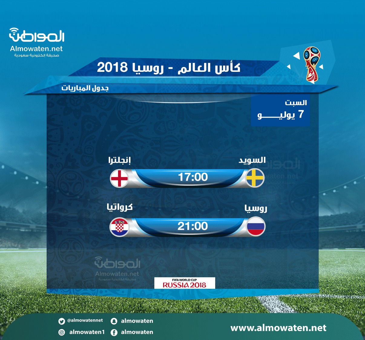 تعرف على موعد مباراتي اليوم في كأس العالم 2018