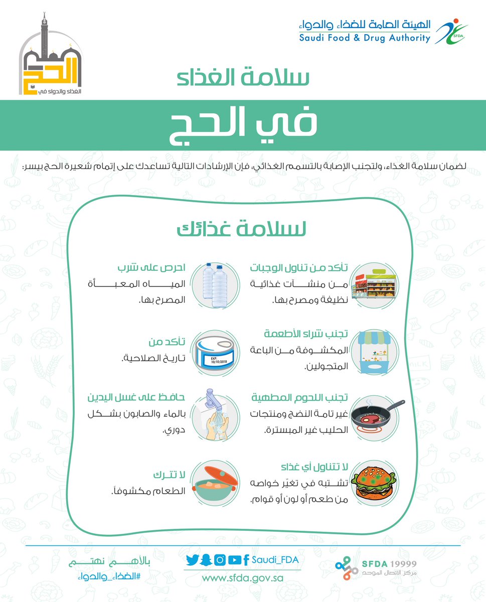 إنفوجرافيك.. نصائح لضمان سلامة الغذاء في موسم الحج
