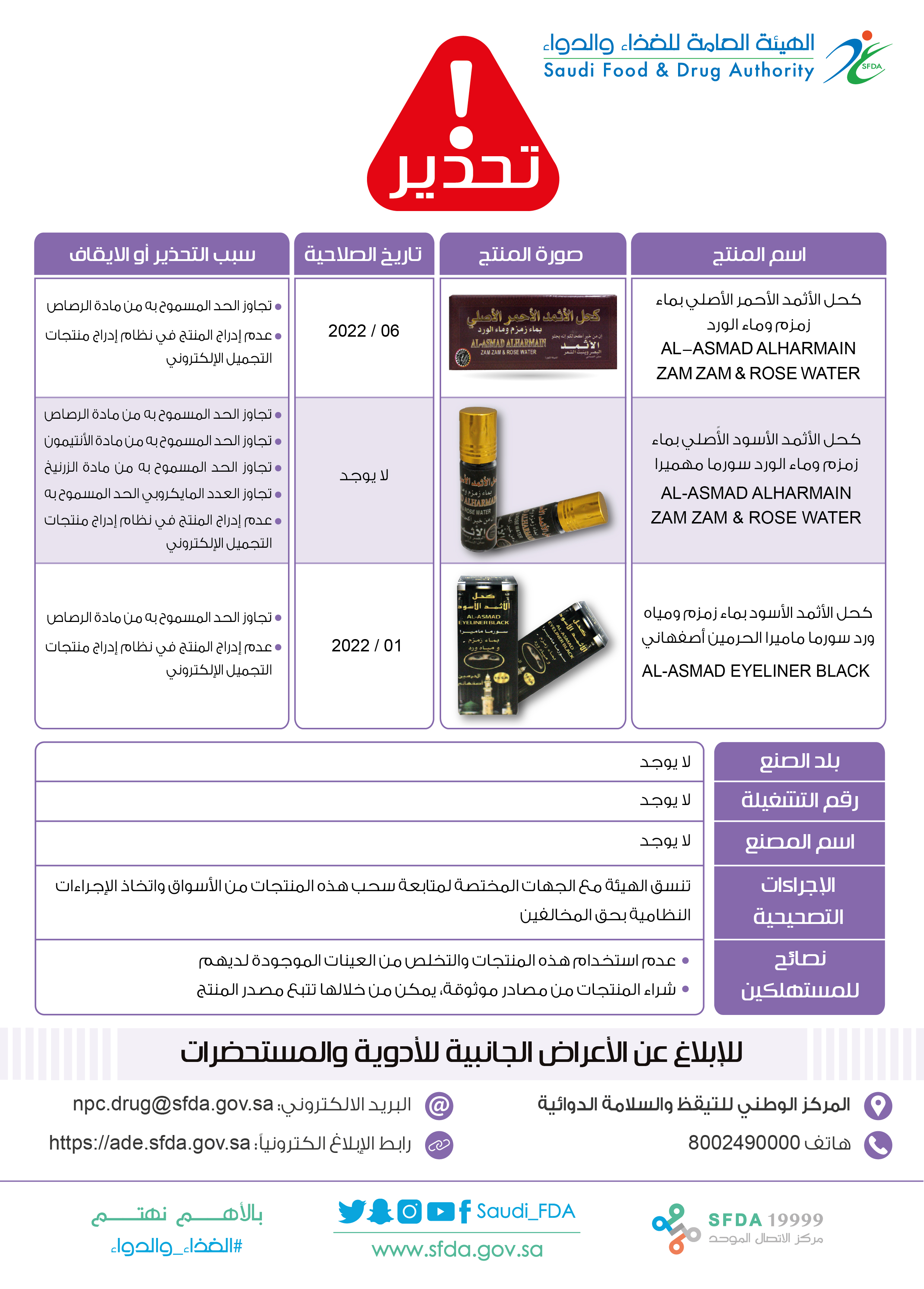 الغذاء والدواء تحذر من 3 منتجات كحل عيون خطيرة