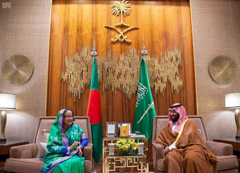 ولي العهد يبحث العلاقات الثنائية مع رئيسة وزراء بنجلاديش