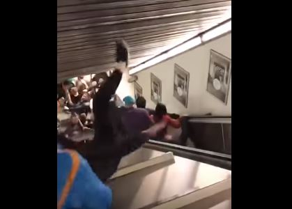 فيديو.. تدافع وصراخ لحظة انهيار سلم كهربائي في مترو روما