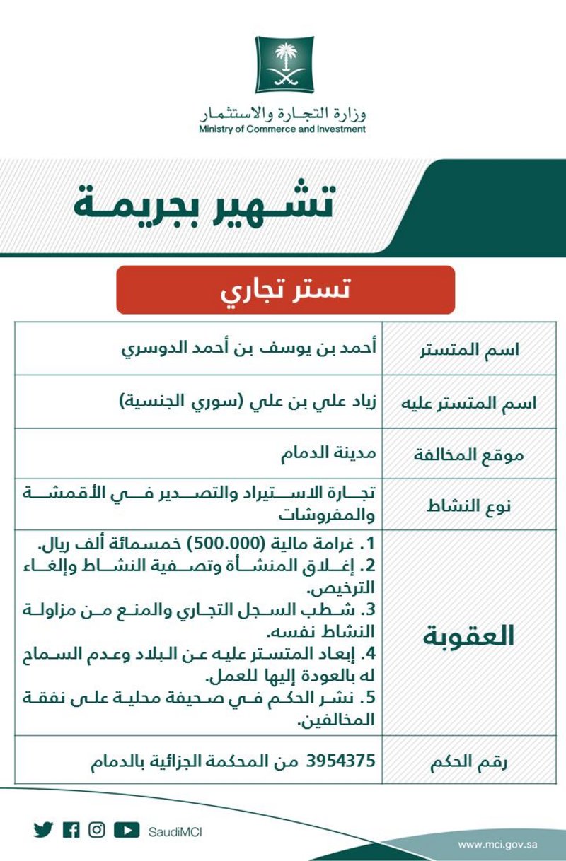 التشهير بمواطن ومقيم وتغريمهما نصف مليون ريال