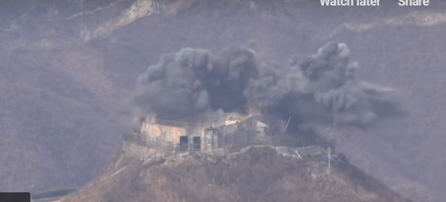 فيديو.. تفجير نقطة حدودية بين الكوريتين
