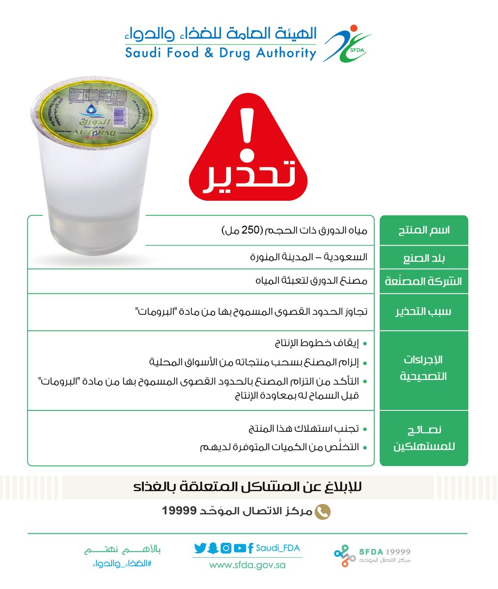 الغذاء والدواء تحذّر من استهلاك هذه النوعية من المياه