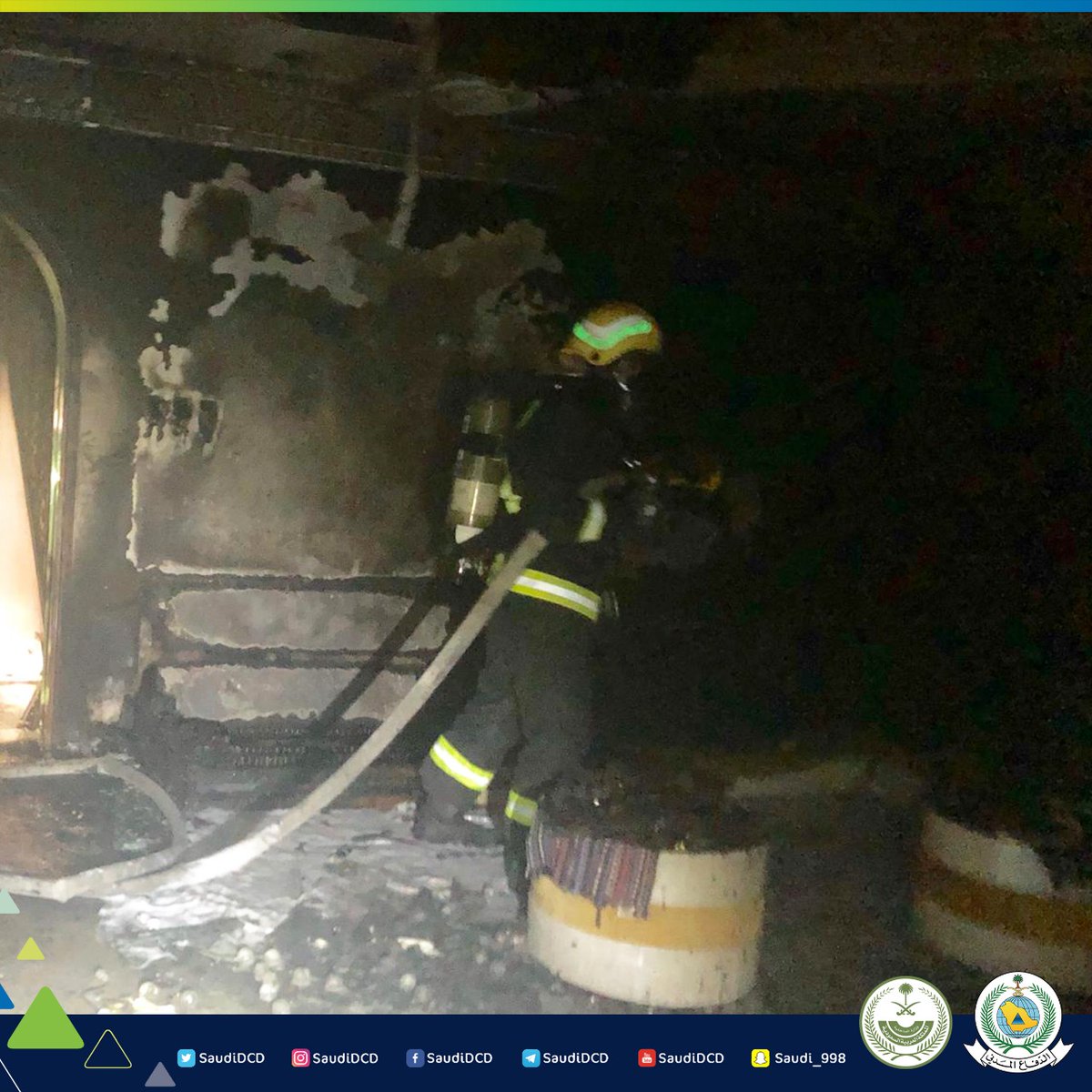 التماس كهربائي يُشعل منزلًا في نجران بدون إصابات