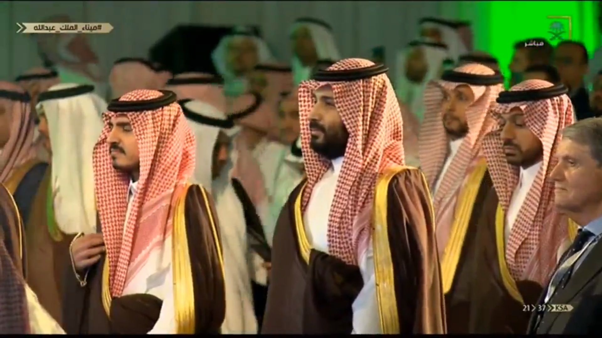 فيديو.. لحظة السلام الملكي خلال تدشين ميناء الملك عبدالله بحضور الأمير محمد بن سلمان