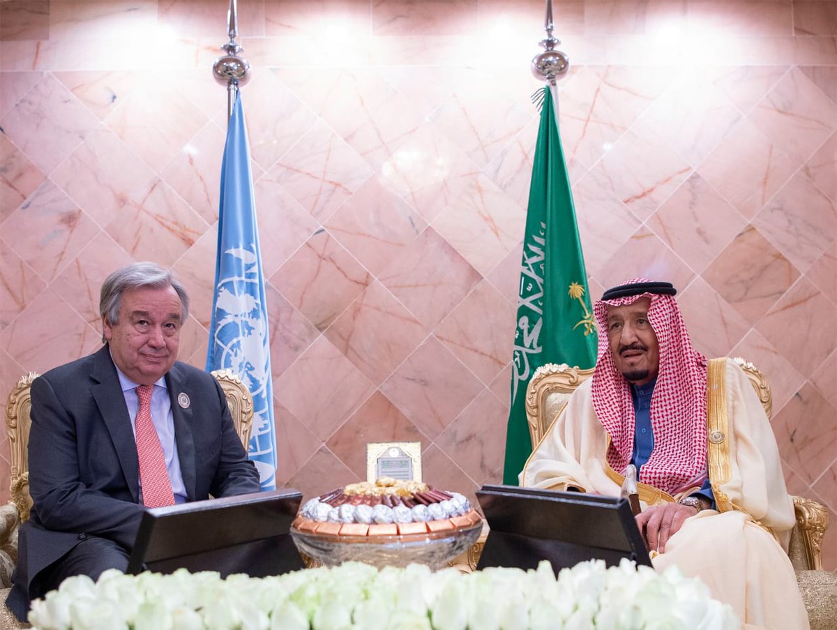 الملك سلمان يبحث مع الأمين العام للأمم المتحدة جهود تحقيق السلام والاستقرار بالمنطقة