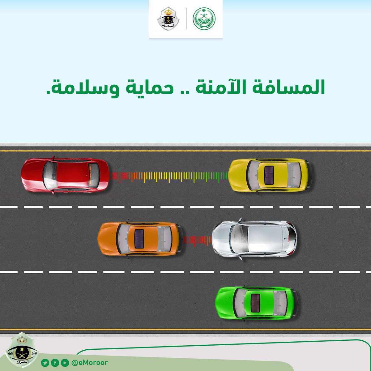 500 ريال غرامة ترك مسافة غير كافية بين المركبتين أثناء السير