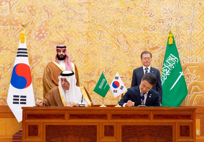بحضور ولي العهد ومون.. توقيع اتفاقيات ثنائية ومذكرات تفاهم بين المملكة وكوريا الجنوبية