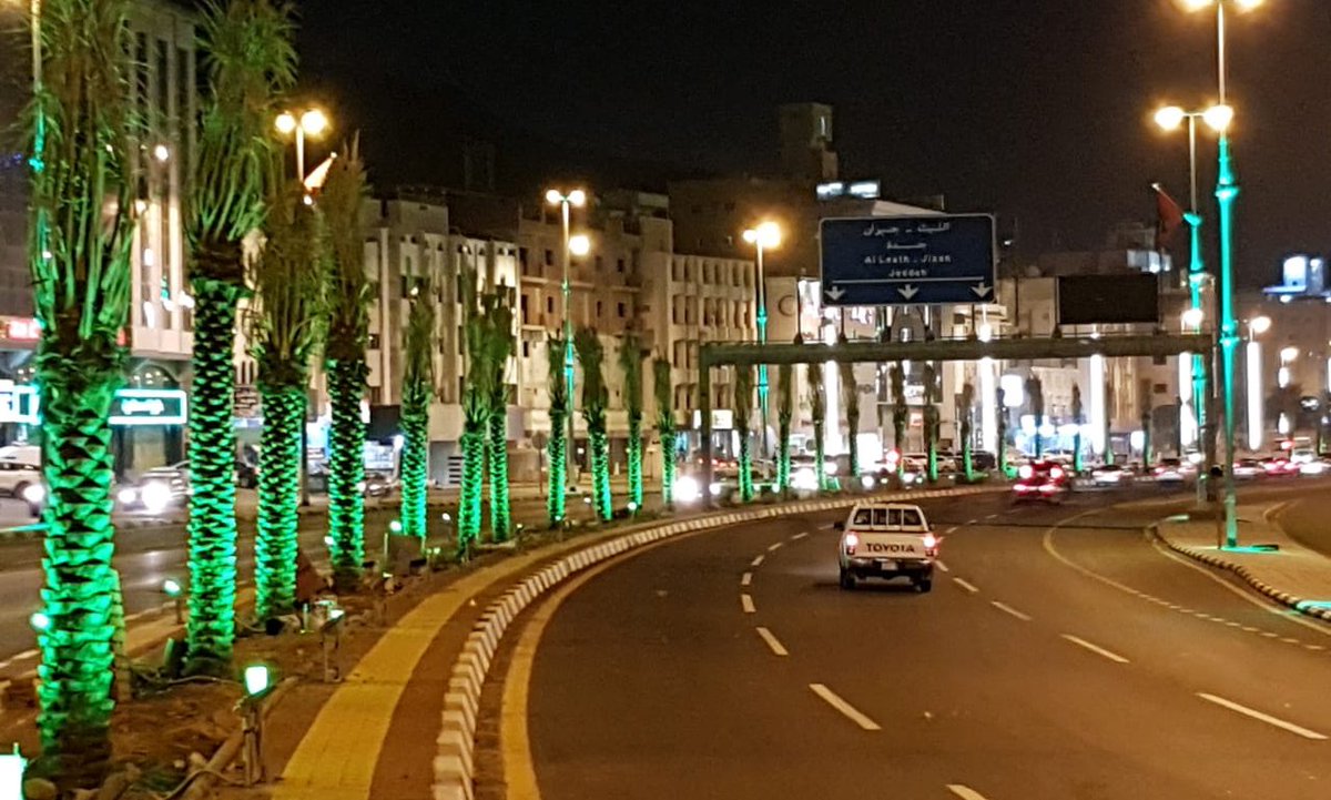 شاهد بالصور.. العاصمة المقدسة تبتهج بالأشجار المضيئة في العيد