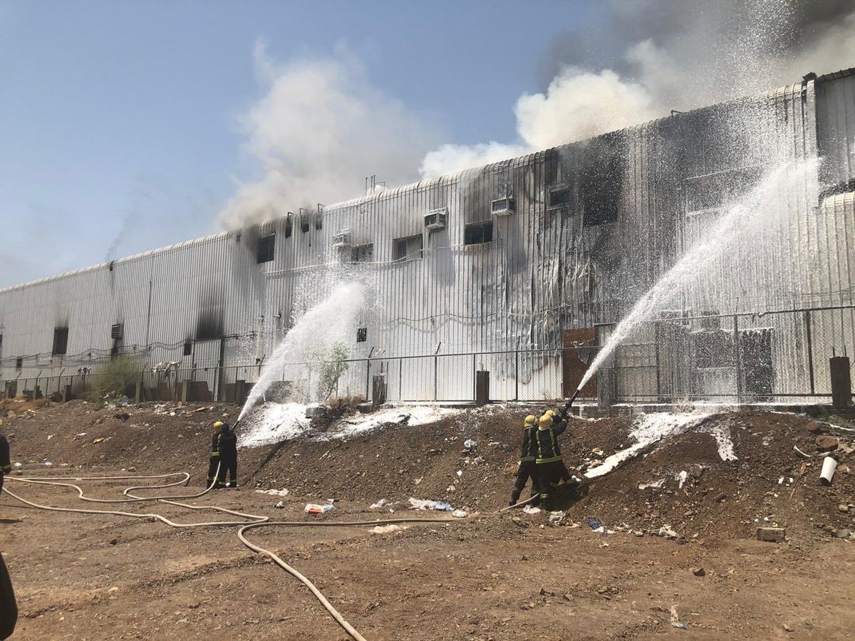 إصابة عامل في حريق مصنع للرخام بالمدينة المنورة