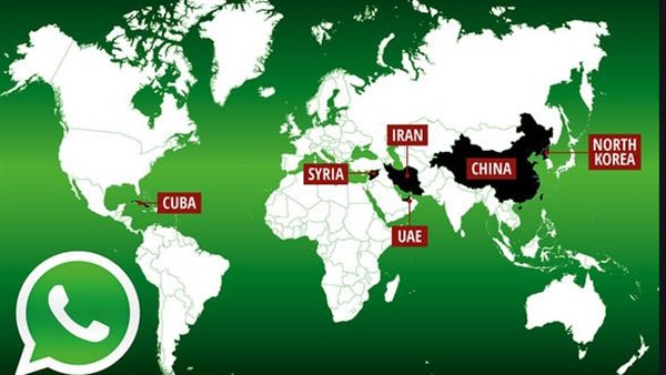 خريطة حظر واتساب حول العالم