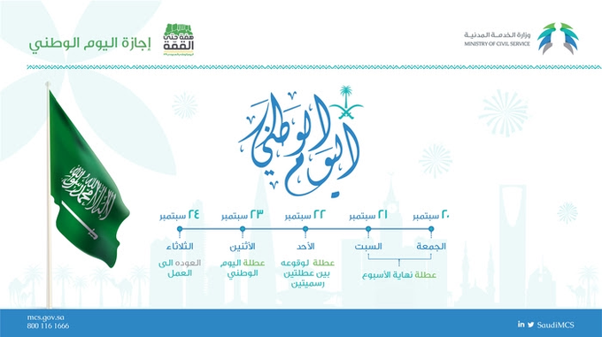 توضيح مهم من الخدمة المدنية حول إجازة اليوم الوطني