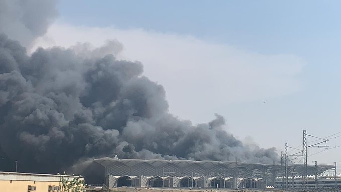 نقل 5 مصابين في حريق قطار الحرمين بجدة للمستشفى