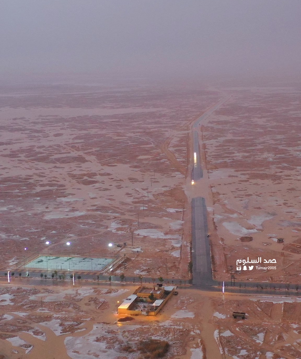 لقطات جوية لبردية وسيول لوقة رفحاء