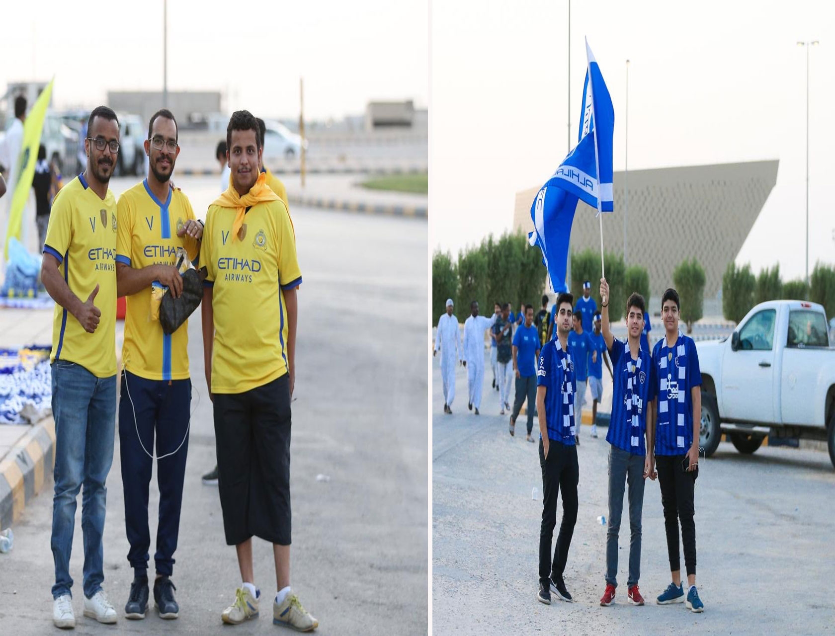 توافد جماهير الهلال والنصر إلى ملعب الجامعة