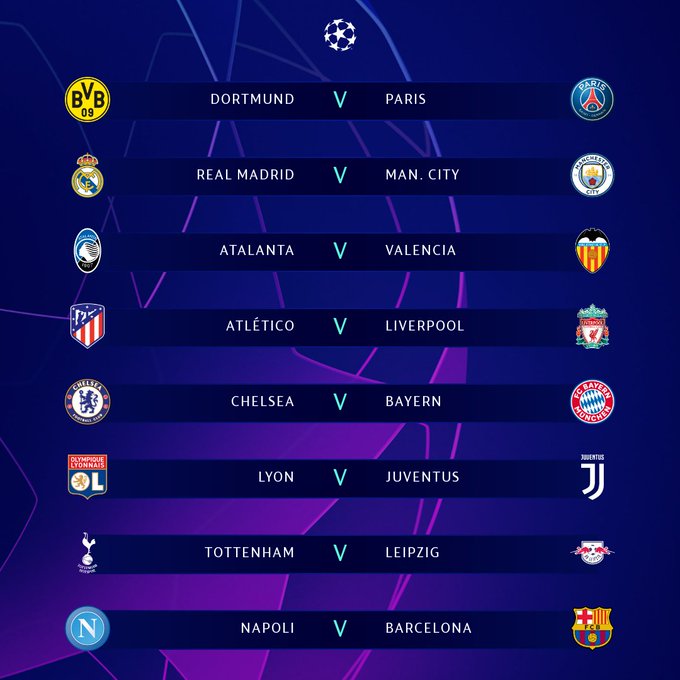 قرعة دوري أبطال أوروبا 2020 دور 16