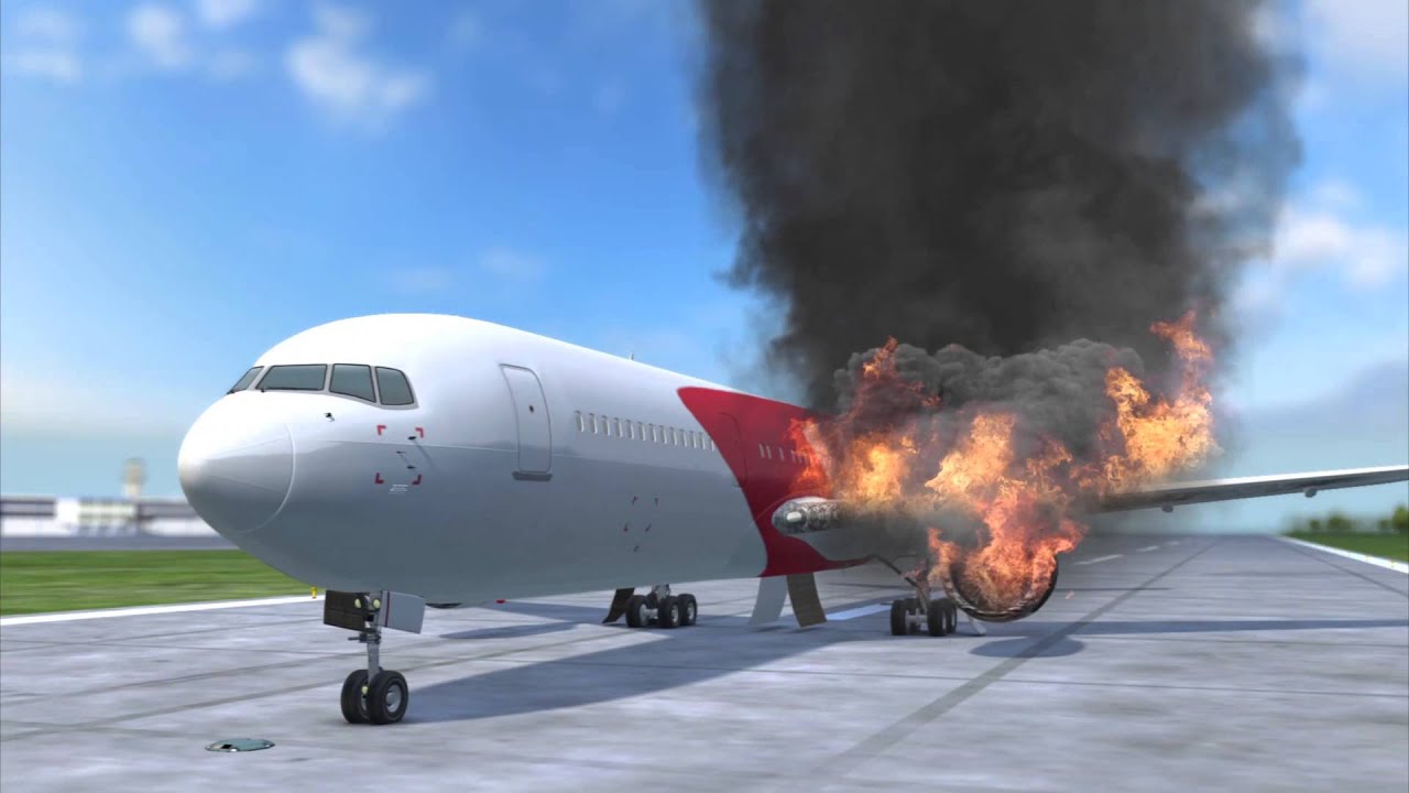 فيديو .. انفجار محرك طائرة تقل 208 أشخاص