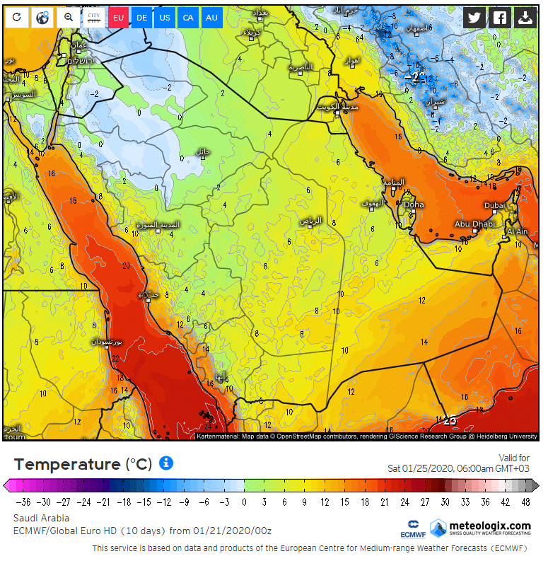 عبدالله المسند ينشر خرائط للطقس 