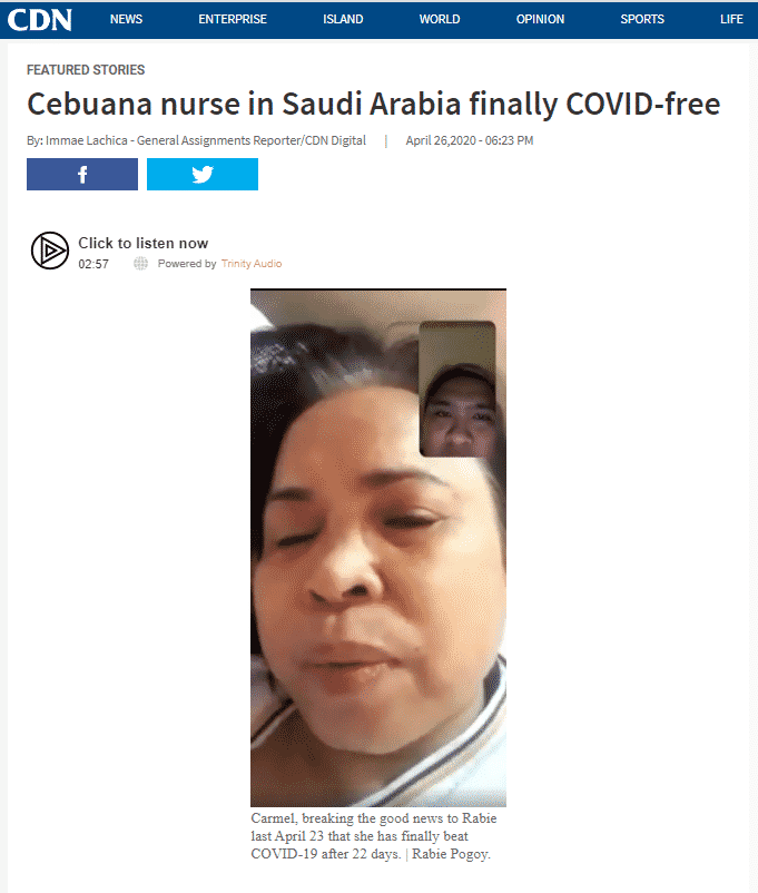 ممرضة فلبينية بالسعودية تروي تجربة تعافيها من فيروس كورونا