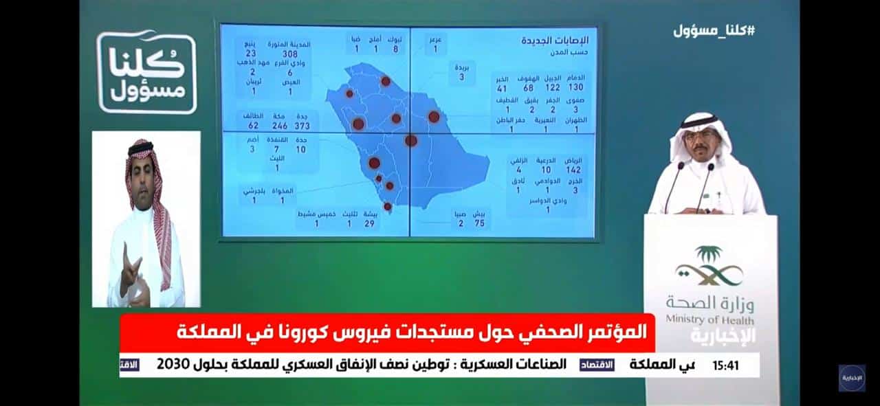 توزيع حالات كورونا الجديدة في السعودية وتسجيل 1322 حالة شفاء إضافية