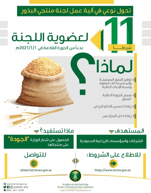 شروط جديدة لعضوية لجنة منتجي البذور في السعودية 
