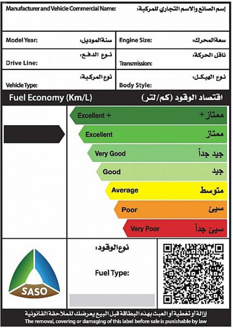 إلزام موديلات 2015 فما فوق باستخدام “بطاقة اقتصاد الوقود”