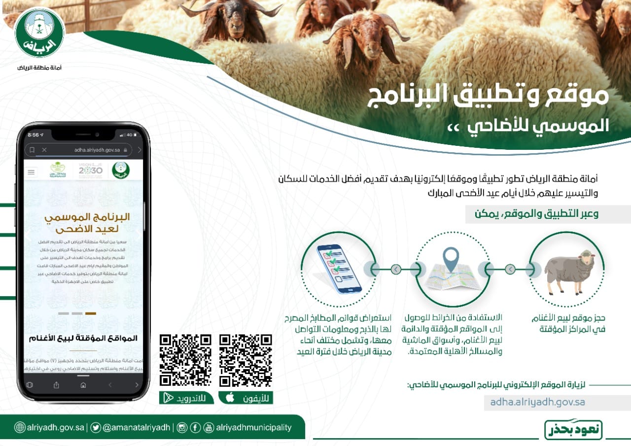 موقع إلكتروني وتطبيق ذكي لإرشاد أهالي الرياض لخدمات الأضاحي
