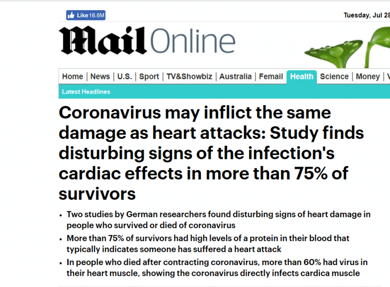 كوفيد-19 قد يتسبب بضرر في القلب يوازي النوبات القلبية  (2)