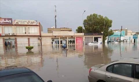 شاهد.. الأمطار الغزيرة تغرق مدينة مصراته غرب ليبيا