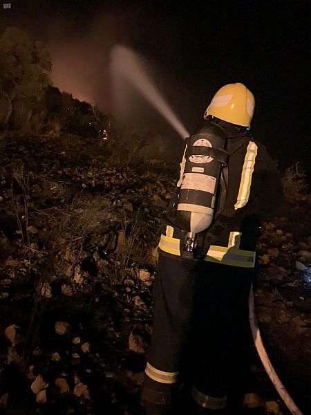 فيديو.. السيطرة على 80% من حريق جبل عمد