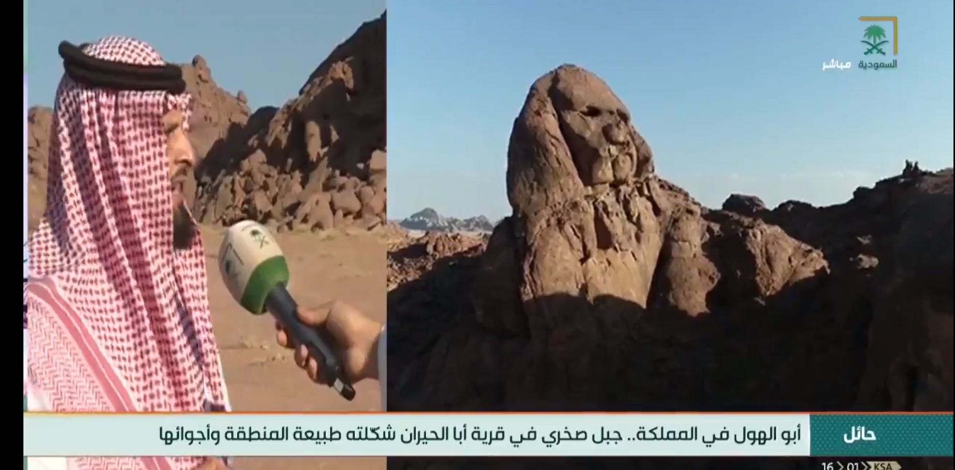 مجسم جبلي في حائل يشبه أبو الهول وباحث يكشف التفاصيل