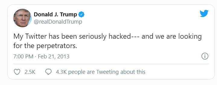 المخترق خمن كلمة السر.. اختراق حساب دونالد ترامب على تويتر