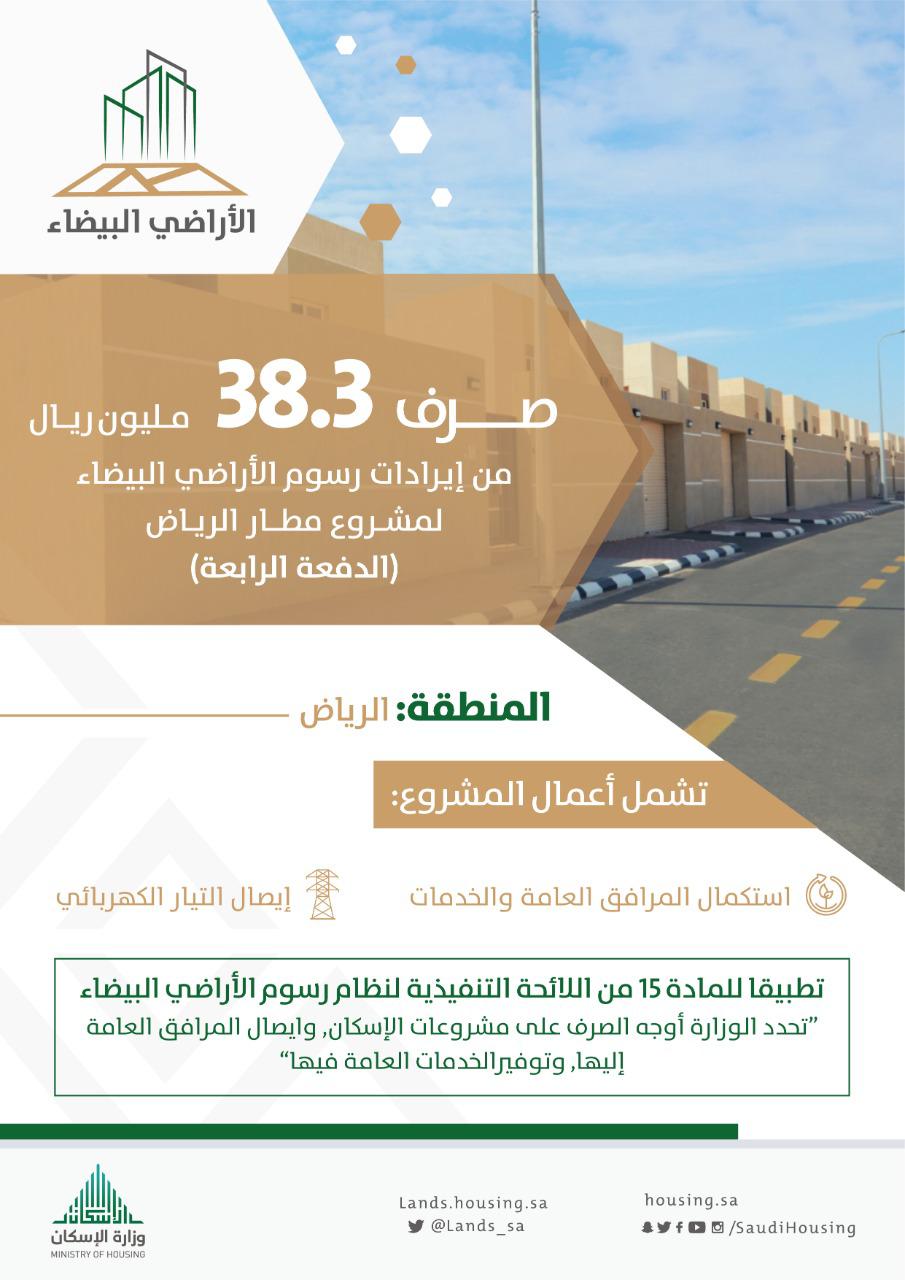 صرف 38 مليون ريال من إيرادات رسوم الأراضي البيضاء لمشروع الإسكان غرب مطار الرياض