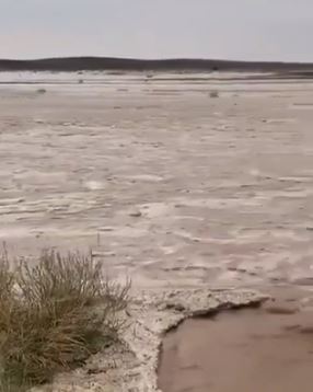 شاهد.. جريان سيل من البرد جنوب غرب القصيم